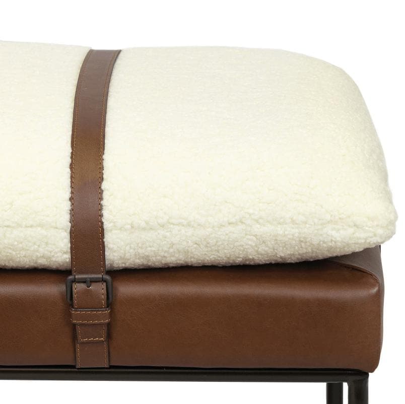 Aspen Leather and Boucle Wool Bench