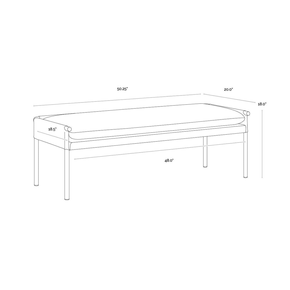 Bellevue Upholstered Bench - Bravo Black Leather