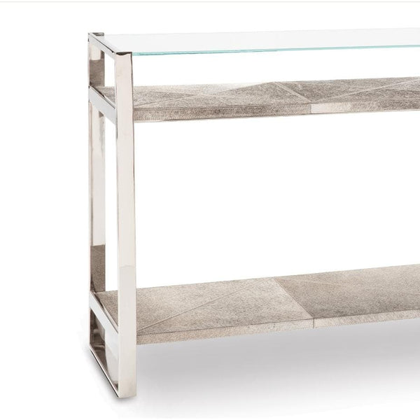 Andres Polished Nickel Hair on Hide Console