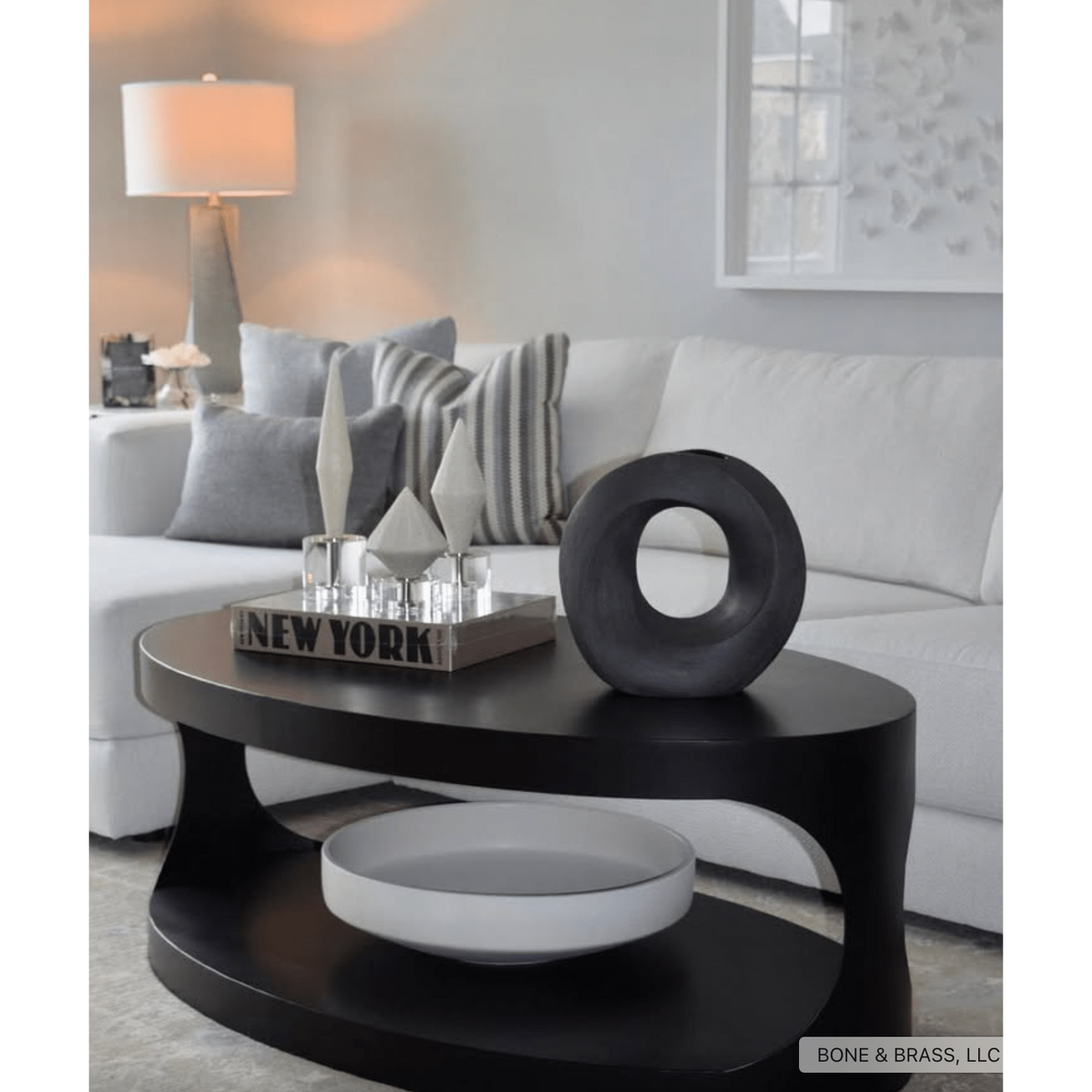 Eclipse Black Steel Oval Coffee Table