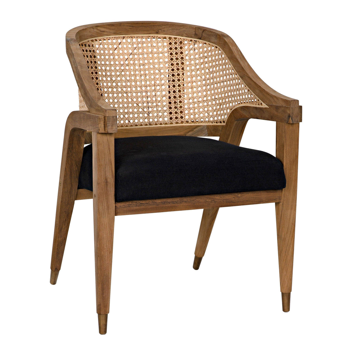 Chloe Chair Teak Caning and Black Cotton