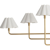Polly Metal Chandelier Natural Brass with White Scalloped Shade