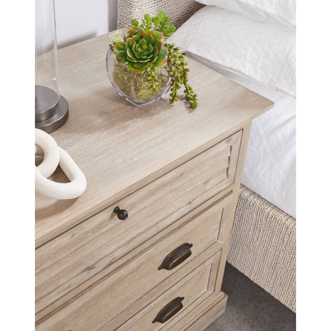Eden Natural Gray 3-Drawer Nightstand