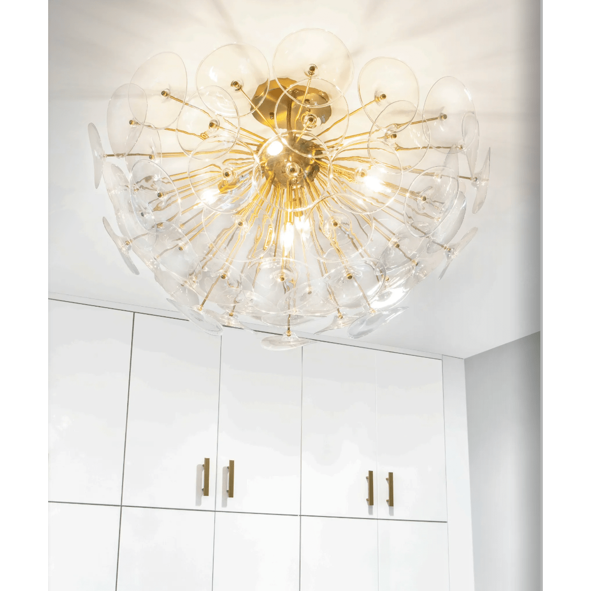 Poppy Glass & Brass Semi Flush Mount Light