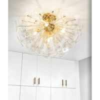 Poppy Glass & Brass Semi Flush Mount Light