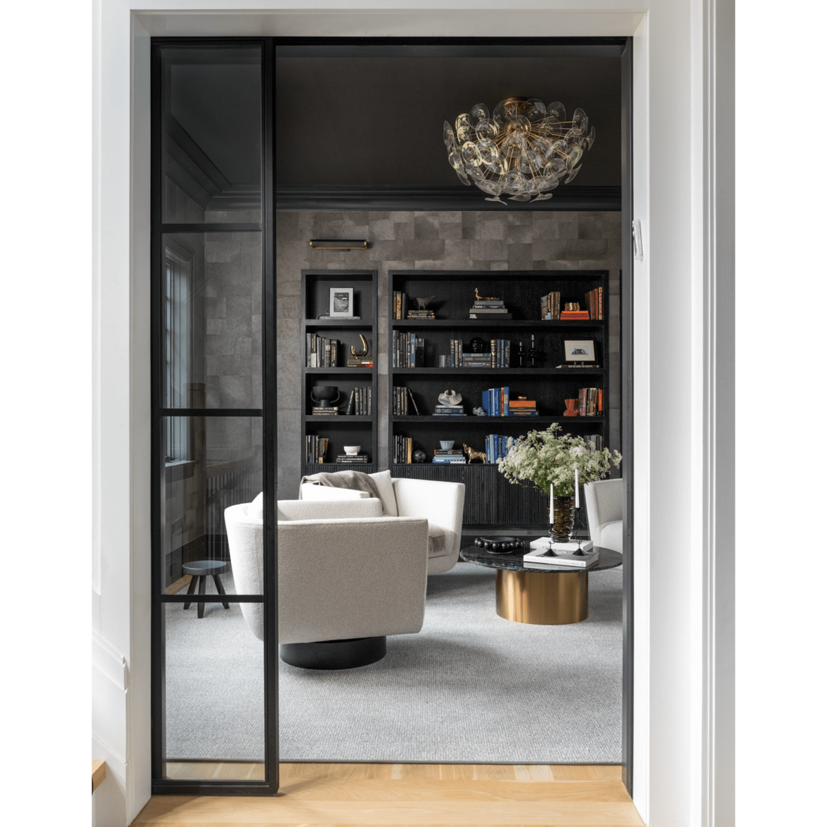 Poppy Glass & Brass Semi Flush Mount Light