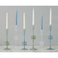 Denim Glass Candlestick Pair, Large