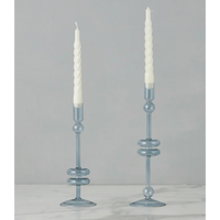 Denim Glass Candlestick Pair, Medium