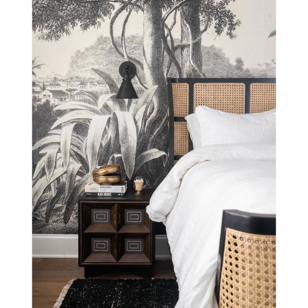 Portia Mahogany Cane Paneled Bed