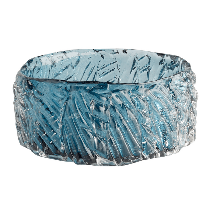 Blue Cast Glass Decorative Bowl