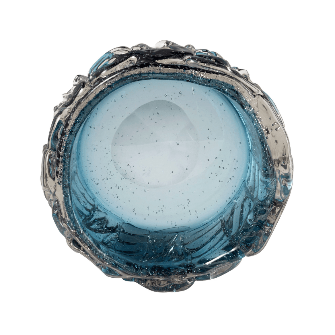 Blue Cast Glass Decorative Bowl