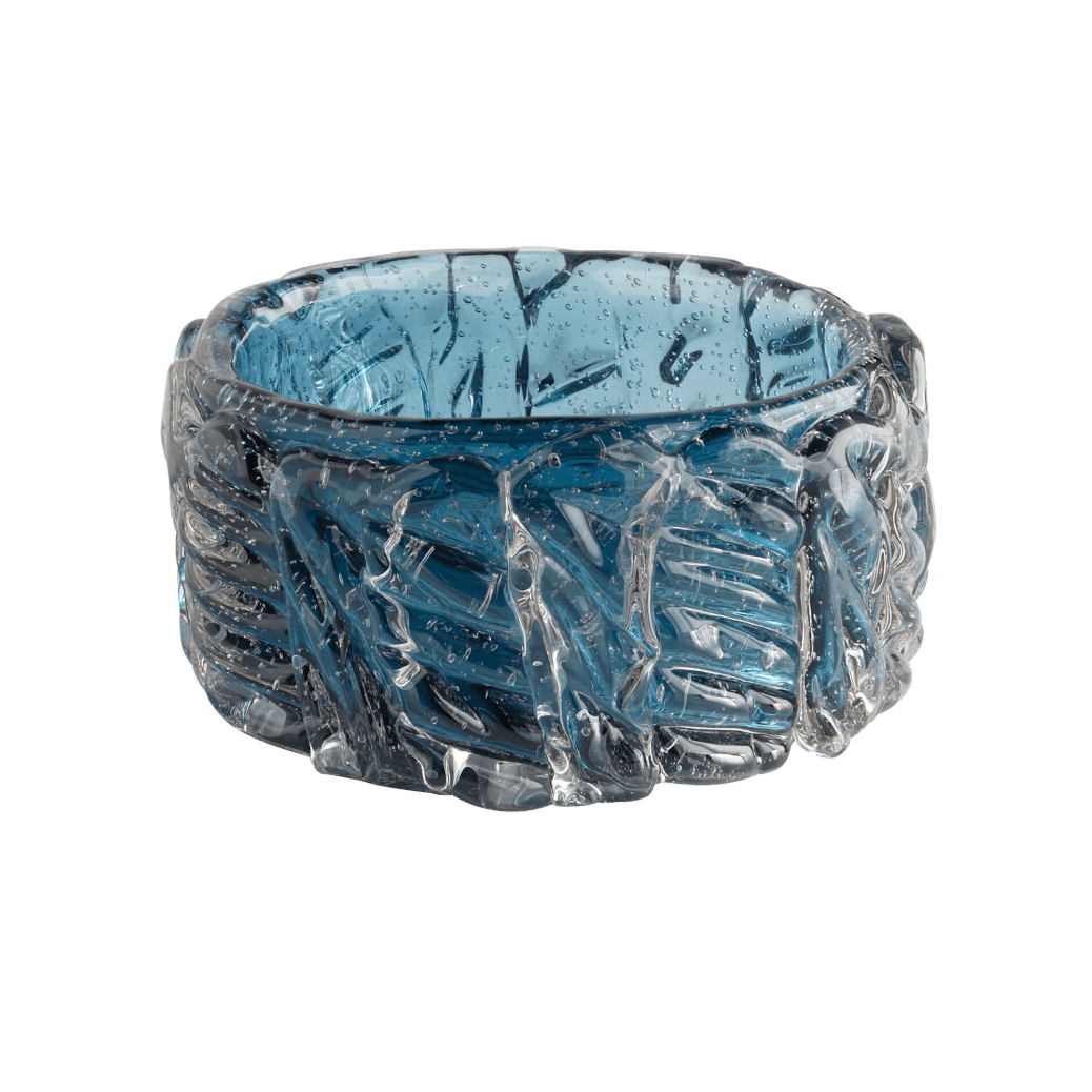 Blue Cast Glass Decorative Bowl