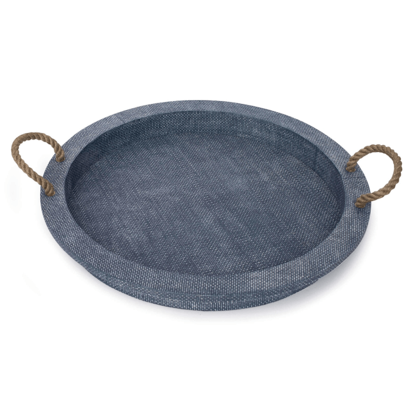 Aegean Round Faux Rattan Serving Tray