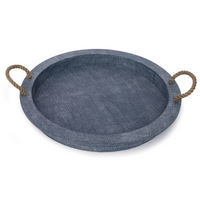 Aegean Round Faux Rattan Serving Tray