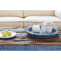 Aegean Round Faux Rattan Serving Tray