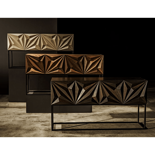 Zurich Console Bleached Walnut with Steel