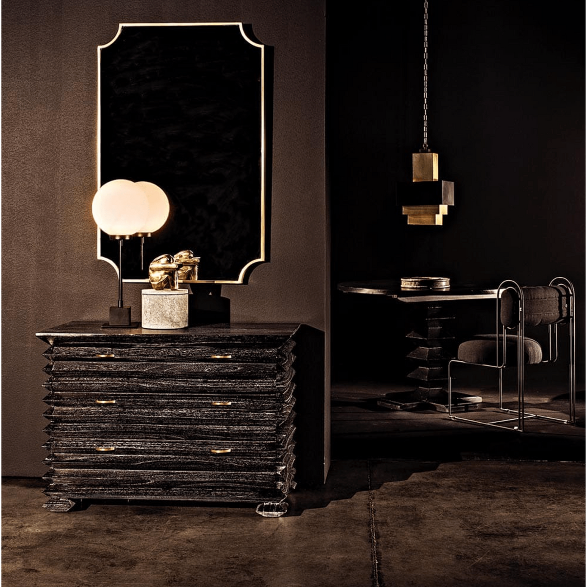 Antique Brass Convexed Rectangle Mirror