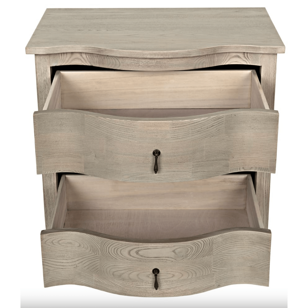 Curved Front Grey Elm Side Table