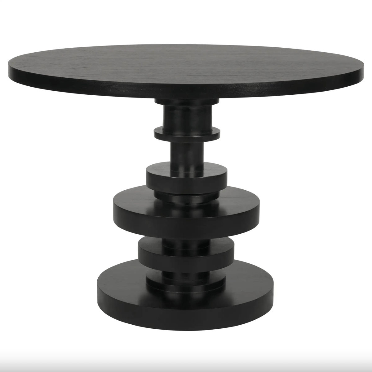 Corum Round Dining Table, Hand Rubbed Black
