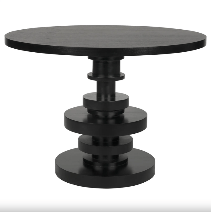 Corum Round Dining Table, Hand Rubbed Black