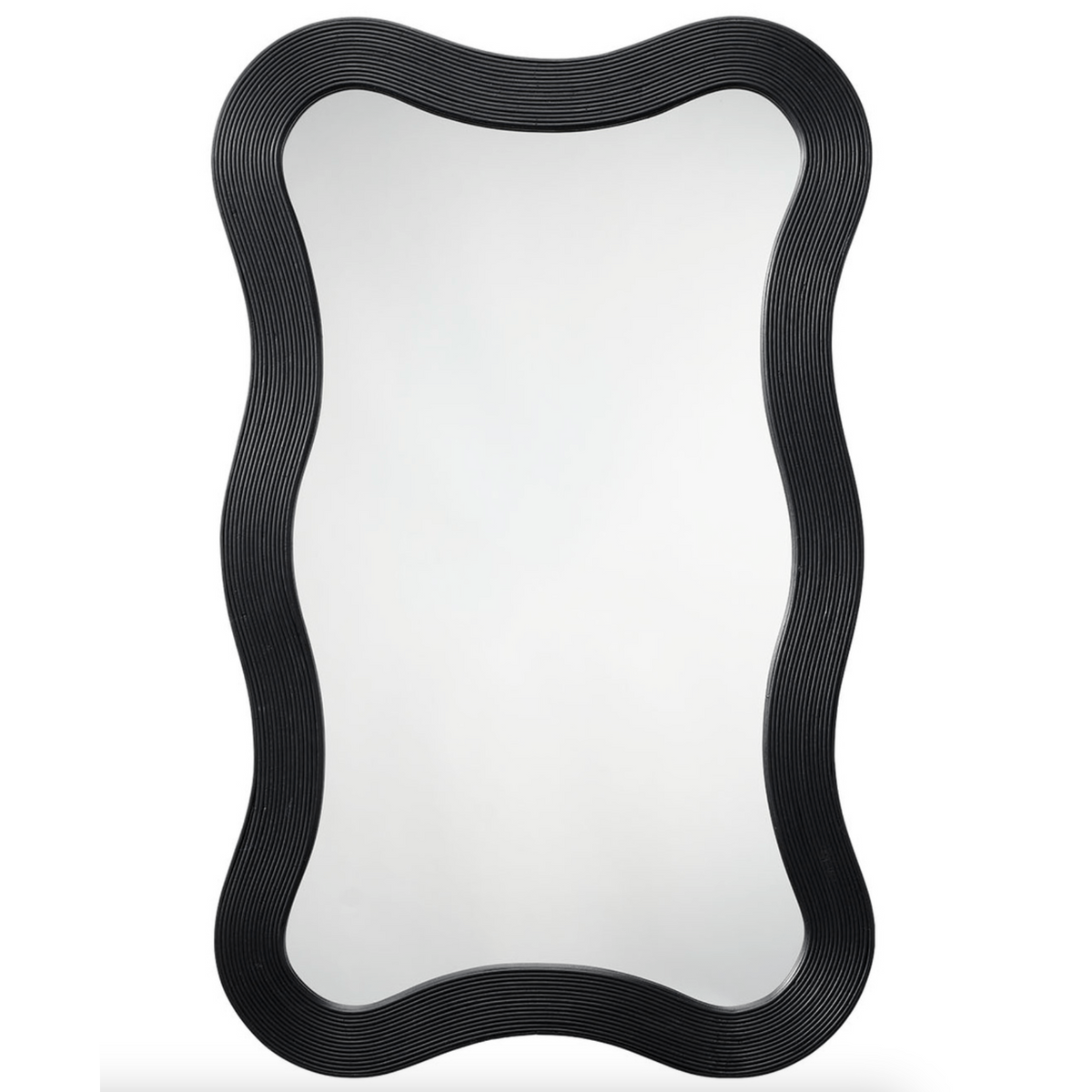 Dali Wavy Bamboo Wall Mirror, Black and Natural