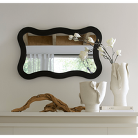 Dali Wavy Bamboo Wall Mirror, Black and Natural