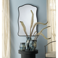 Aurora Wavy Wall Mirror, Black or Brass
