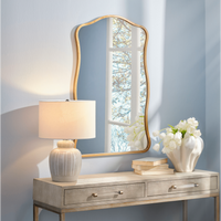 Aurora Wavy Wall Mirror, Black or Brass