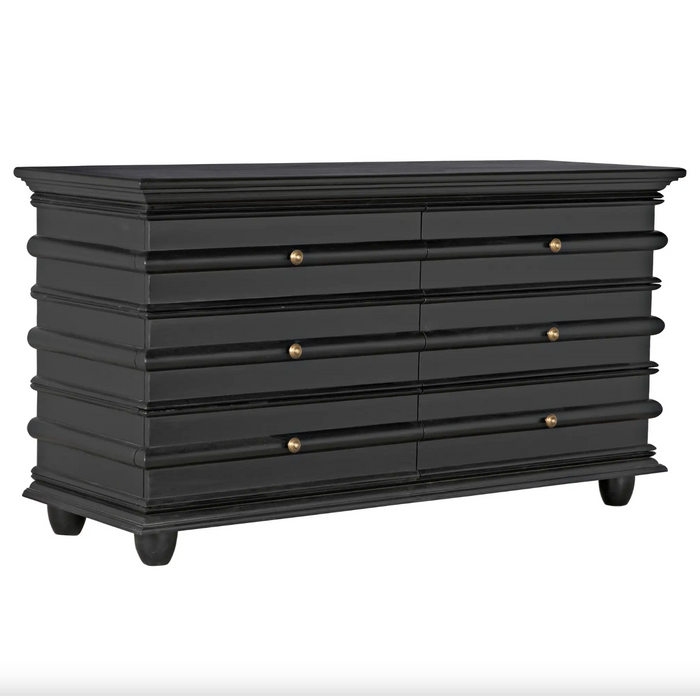 Ascona 6-Drawer Chest, Hand Rubbed Black