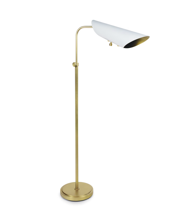 Vest Floor White Or Black Lamp with Brass Accents