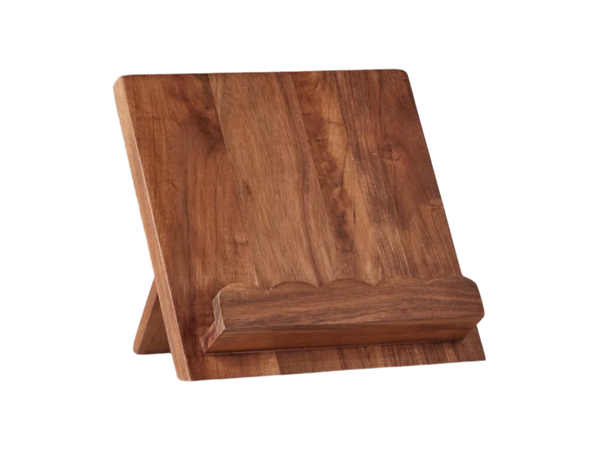 Scalloped Wood Book Stand, Natural