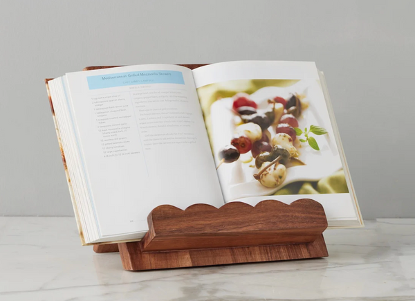 Scalloped Wood Book Stand, Natural