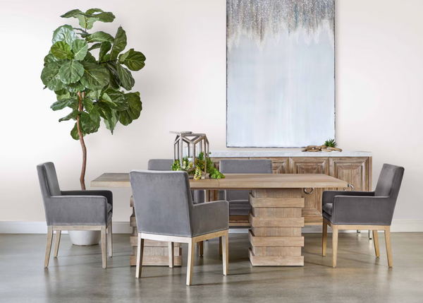 Drew Gray Velvet Dining Arm Chair