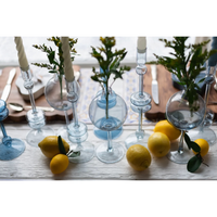 Denim Glass Candlestick Pair, Large