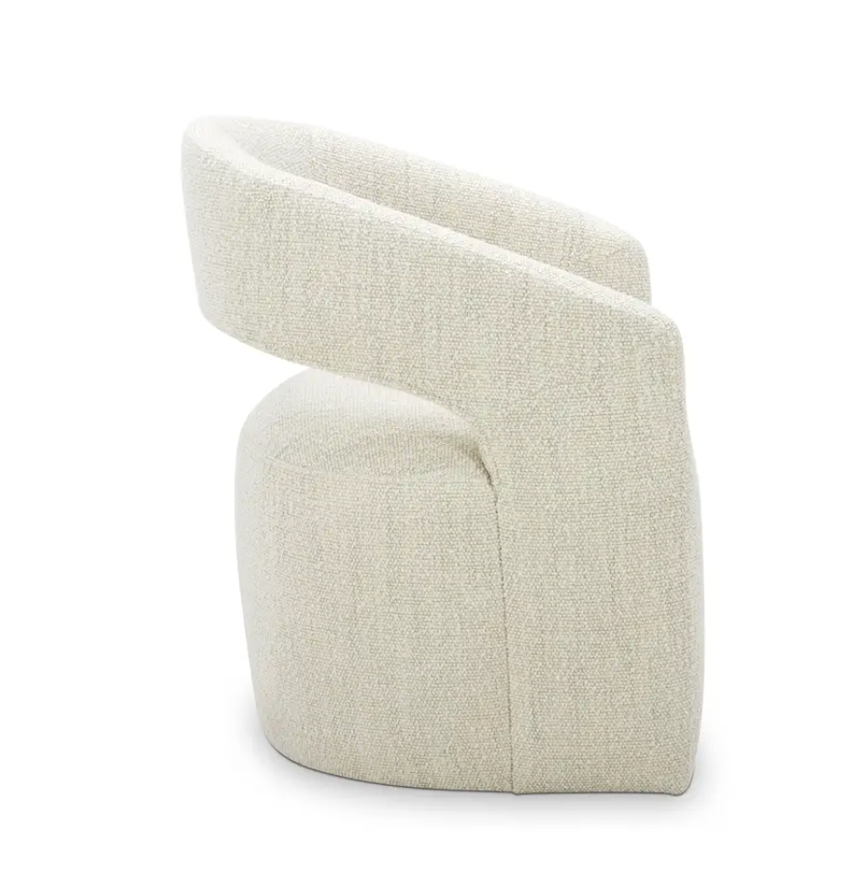 Barlow Rolling Dining Chair, White Mist