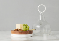 Small Glass Cloche Food Cover, White Ring Handle