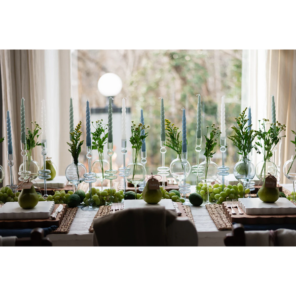 Clear Glass Candlestick Pair, Medium