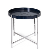 Derby Blue Leather Tray Table