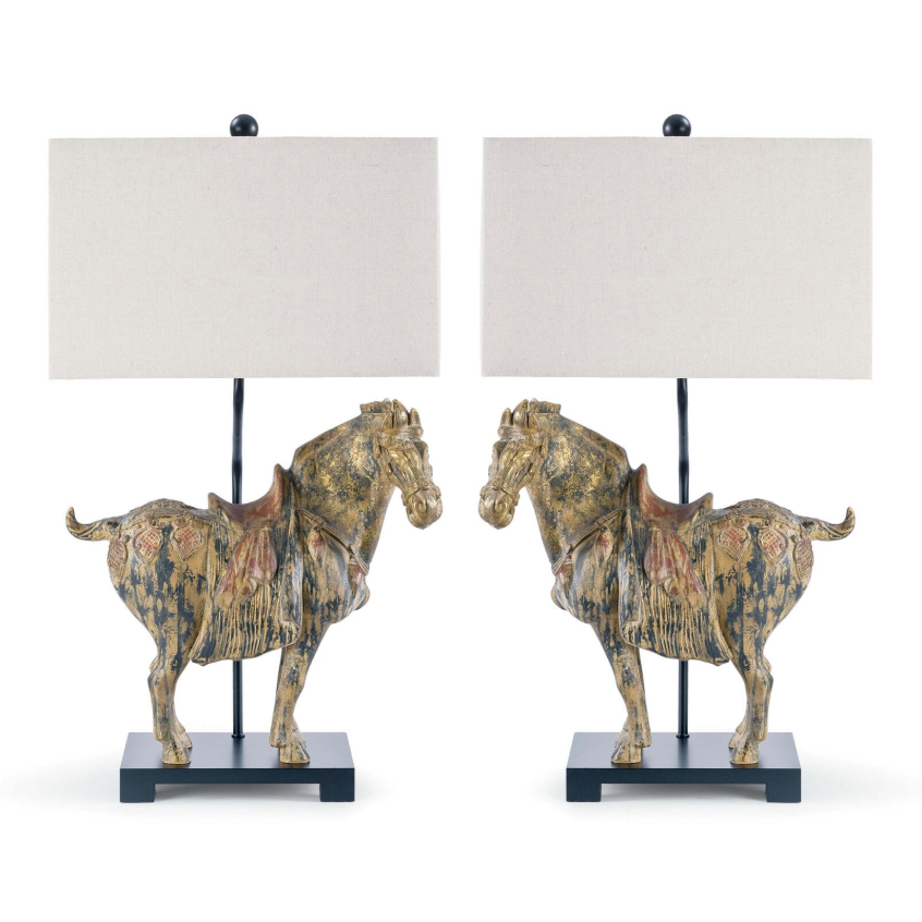 Dynasty Horse Table Lamp, Pair