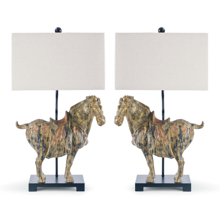 Dynasty Horse Table Lamp, Pair