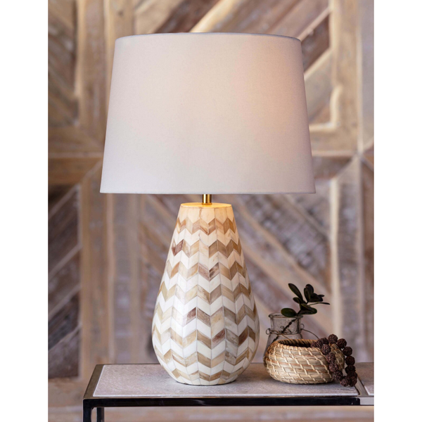 Cassia Beige Chevron Table Lamp