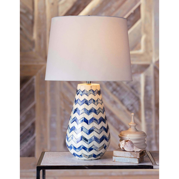 Cassia Blue Chevron Table Lamp