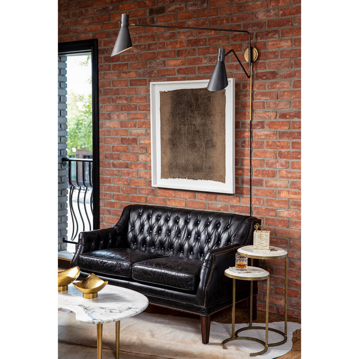 Spyder White & Brass Double Arm Sconce