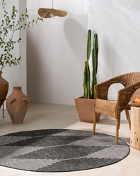 Eagean Charcoal Gray & Cream Outdoor Rug