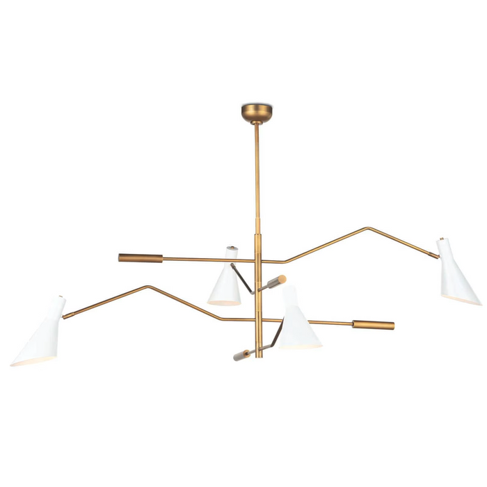 Spyder White & Brass Chandelier
