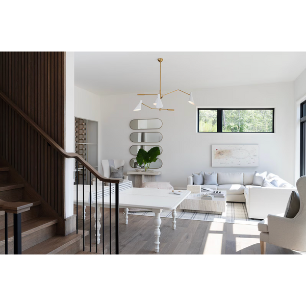 Spyder White & Brass Chandelier