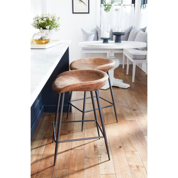 Marc Brown Leather Bar Stool Set of 2