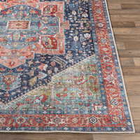 Amelie Navy & Peach Chenille Washable Rug