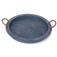 Aegean Round Faux Rattan Serving Tray