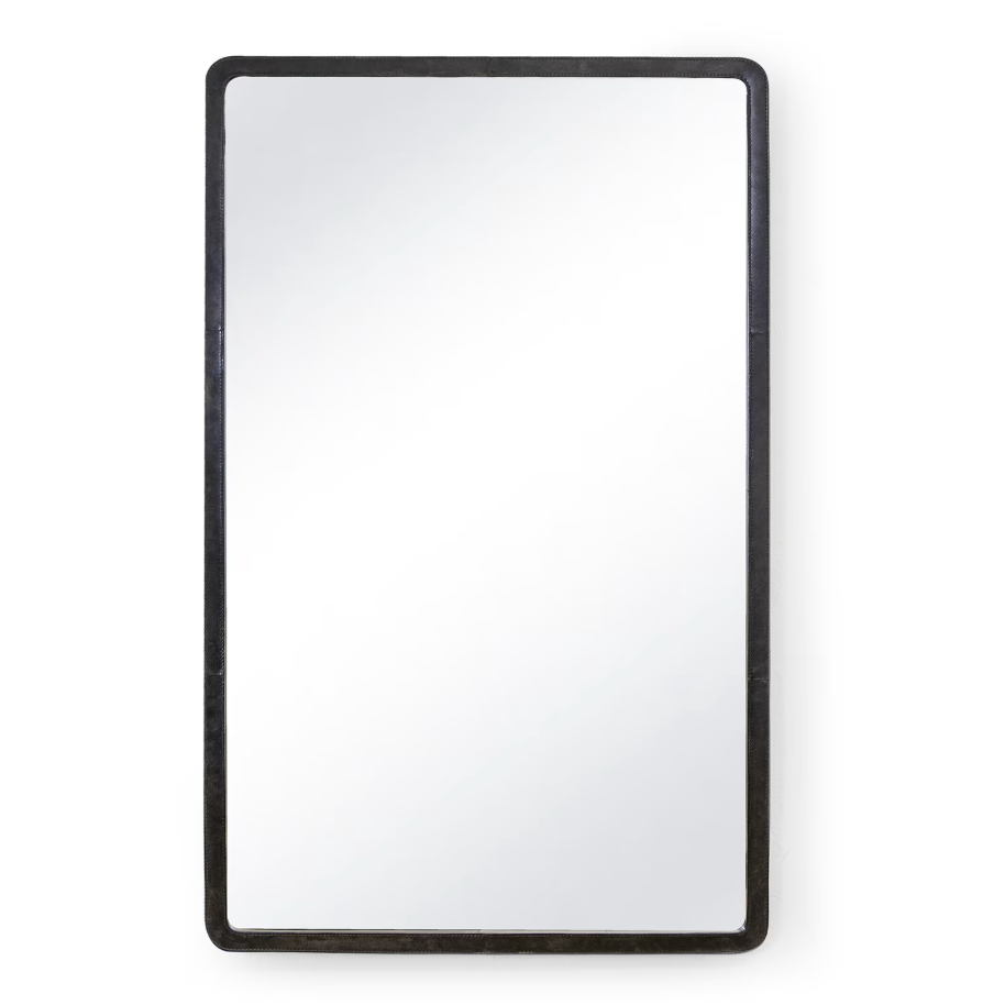 Knox Black Leather Rectangle Mirror